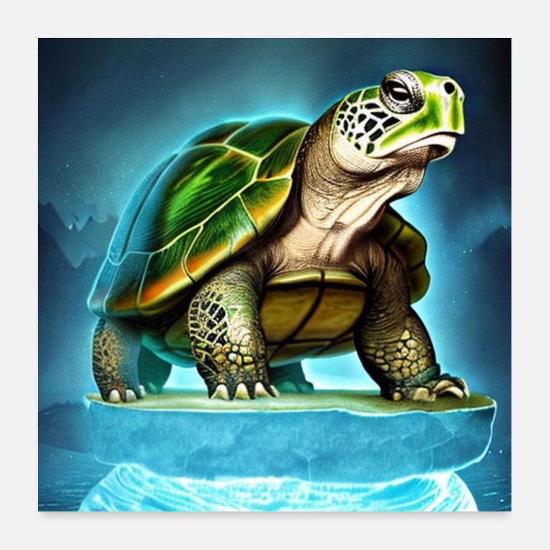 Tortue sur un glacier Poster 60 x 60 cm