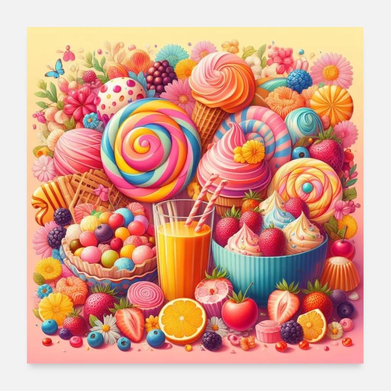 Palette de douceurs et de couleurs vibrantes Poster 60 x 60 cm