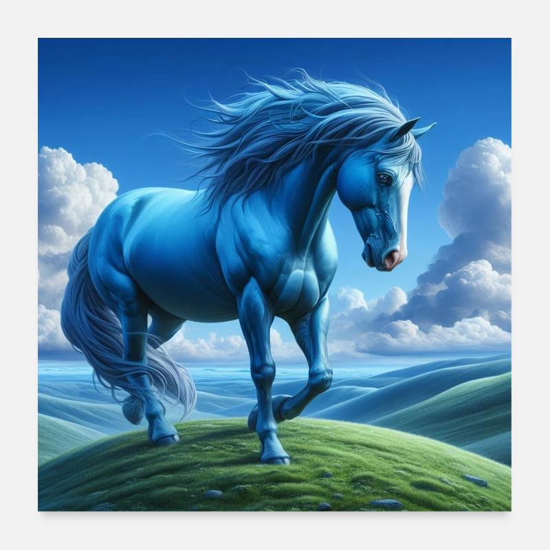 Blaues Pferd Poster 60x60 cm