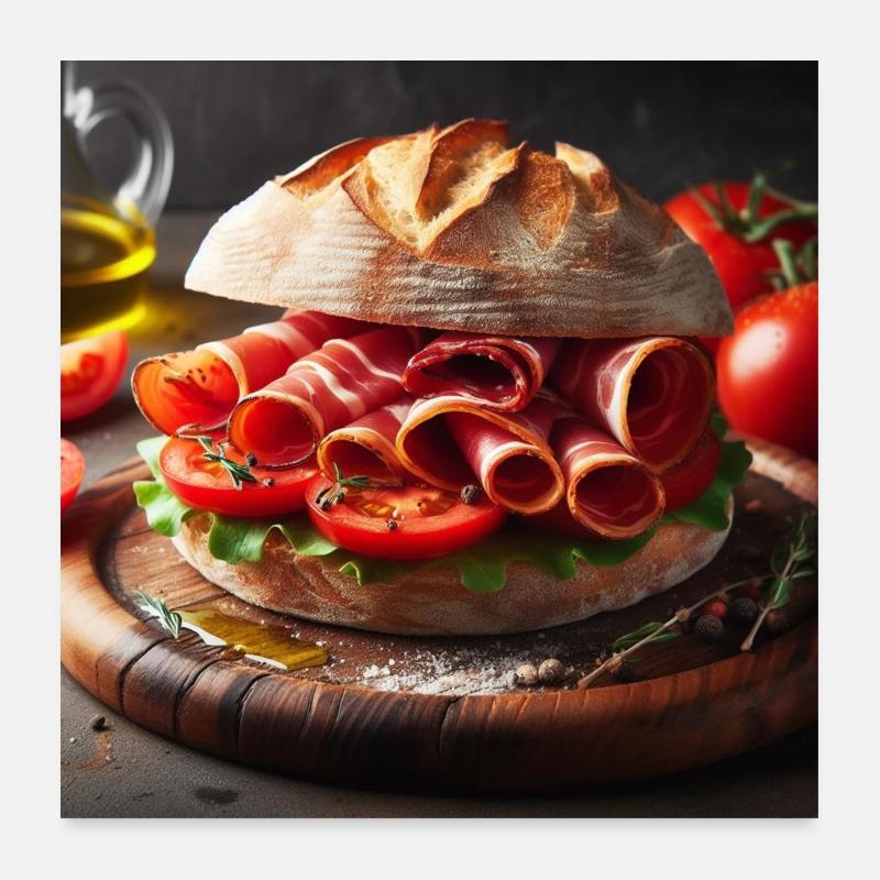 Sandwich au jambon serrano et à la tomate Poster 60 x 60 cm