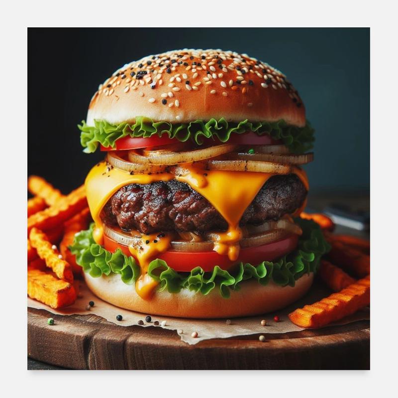 Burger complet Poster 60 x 60 cm