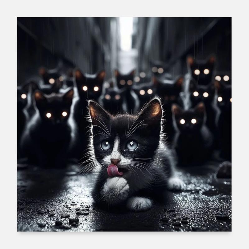 Chatons errants Poster 60 x 60 cm