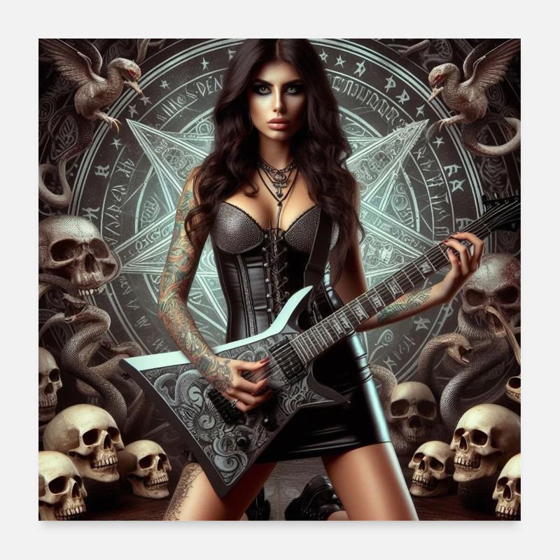 Guitariste en enfer Poster 60 x 60 cm