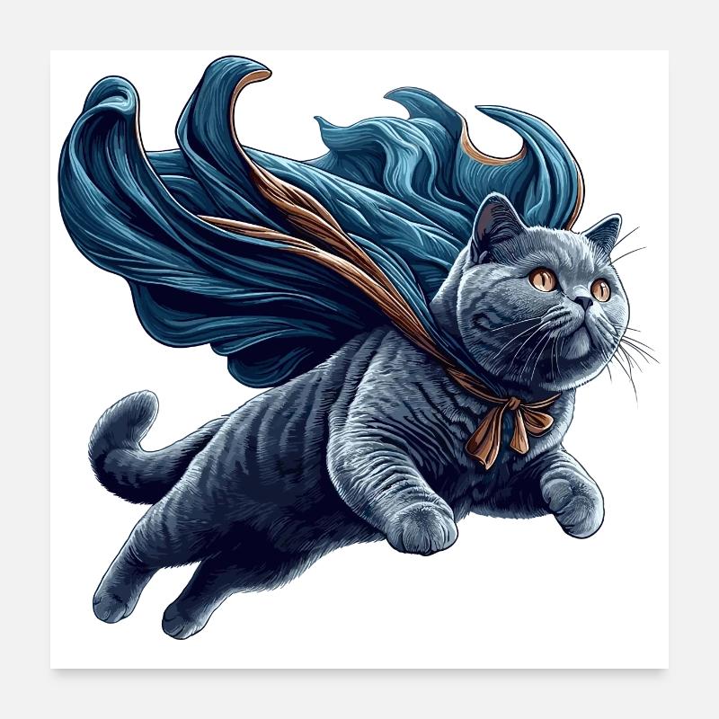 Super Katze BKH Blue Geschenk Poster 60x60 cm