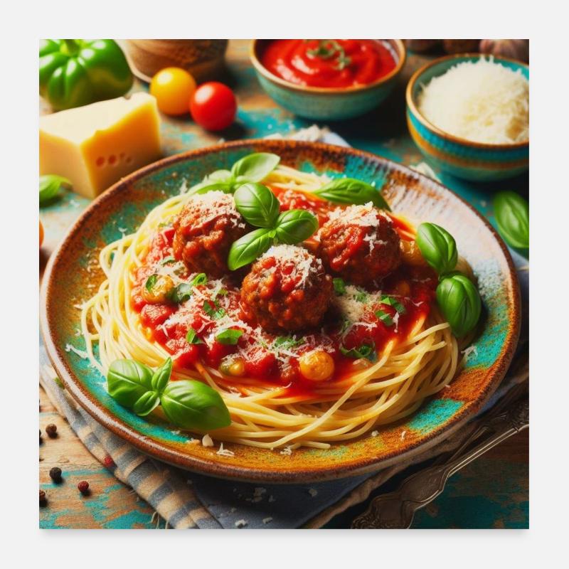 Spaghetti à la viande Poster 60 x 60 cm