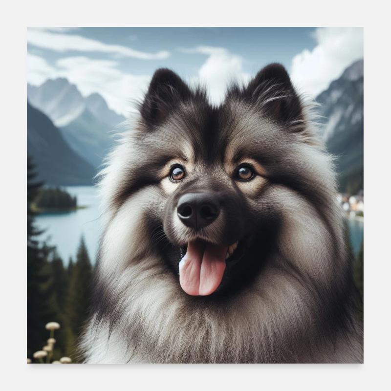 Fröhlicher Wolfspitz Poster 60x60 cm