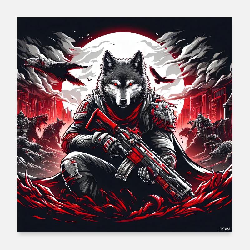 Gamer Wolf 3 Affiche Poster 60 x 60 cm