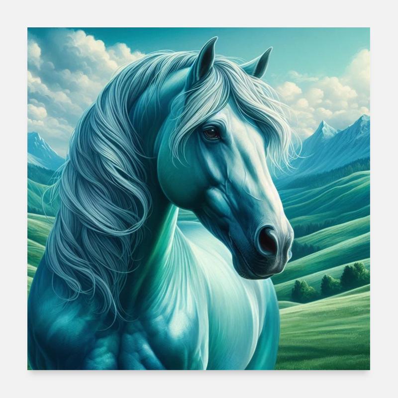 Cheval bleu Poster 60 x 60 cm