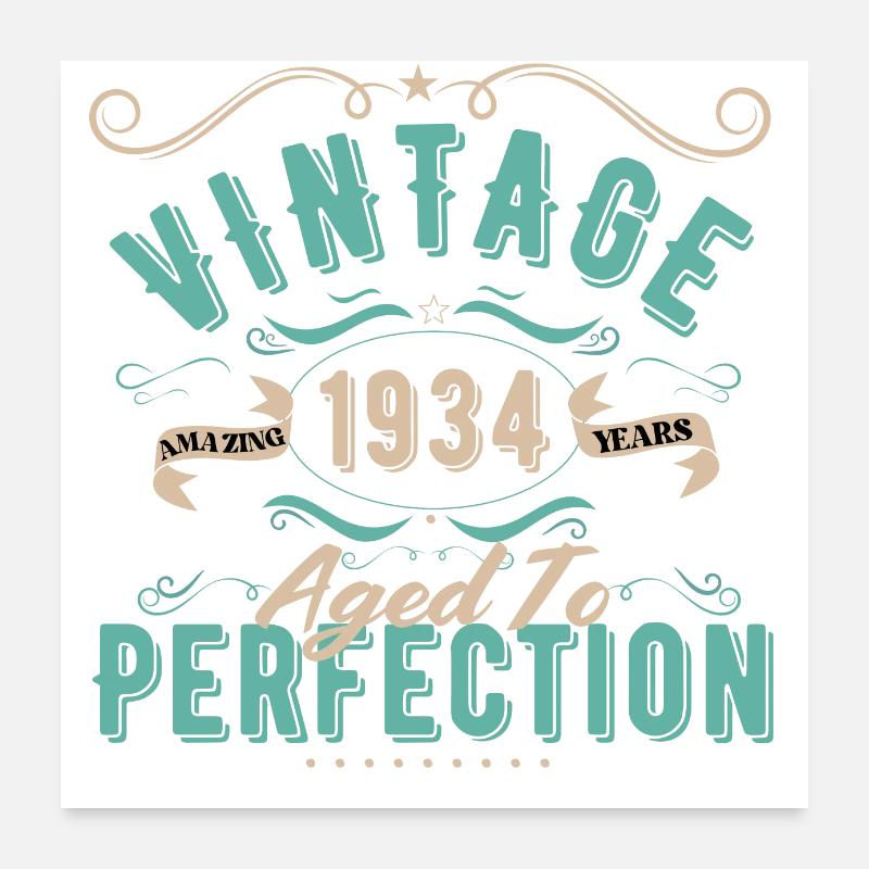 Vintage 1934 - 1934 Birthday Gift Poster 24" x 24" (60x60 cm)