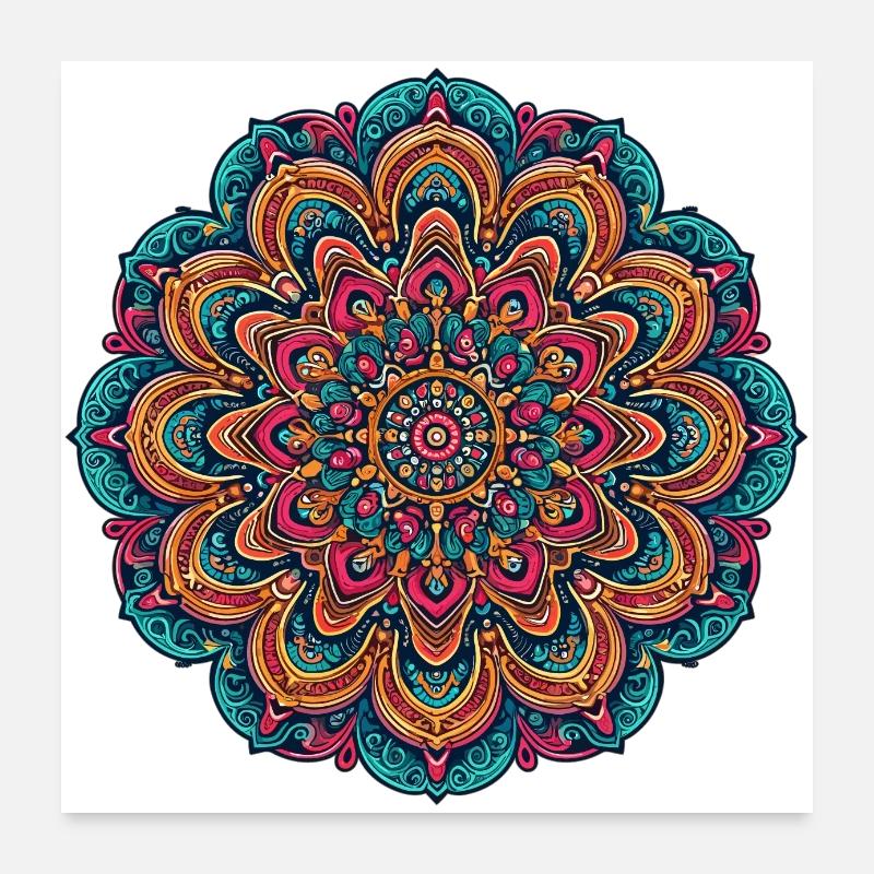 Mandala psychédélique Trippy Poster 60 x 60 cm
