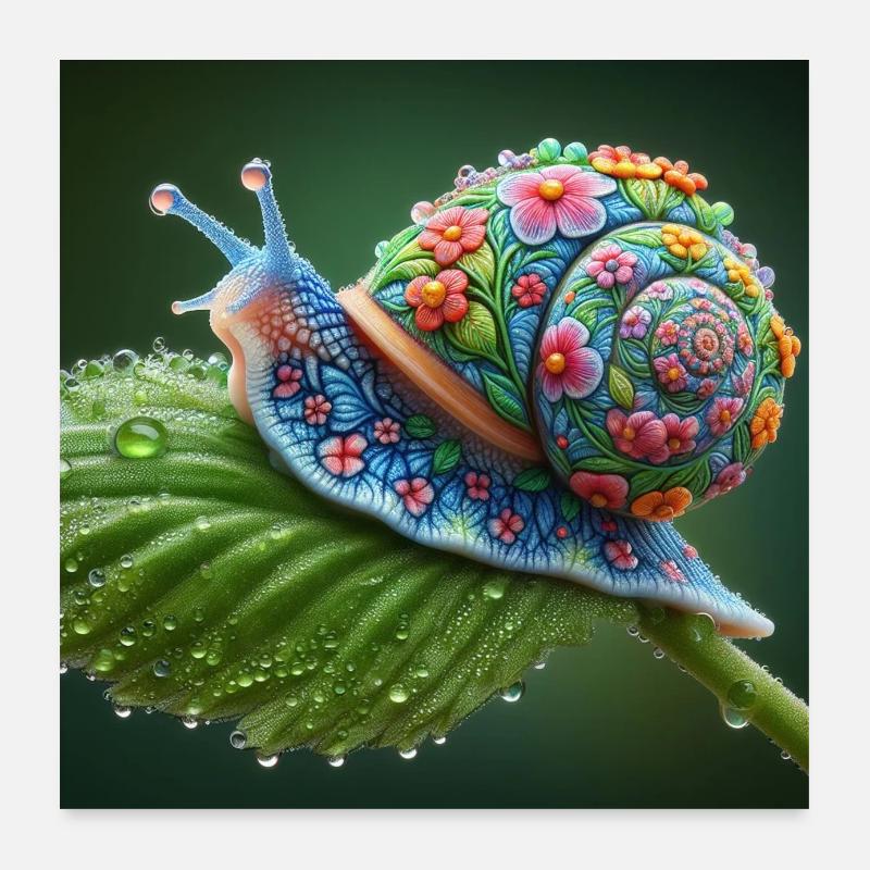 Flowering Snail Poster 24" x 24" (60x60 cm)