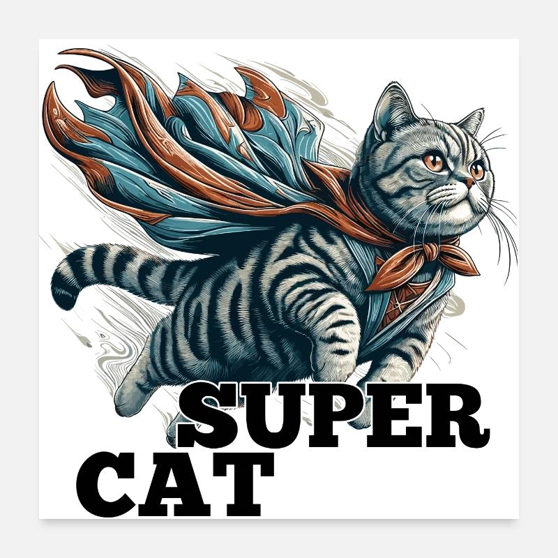 Super chat British Shorthair BKH Tabby Poster 60 x 60 cm