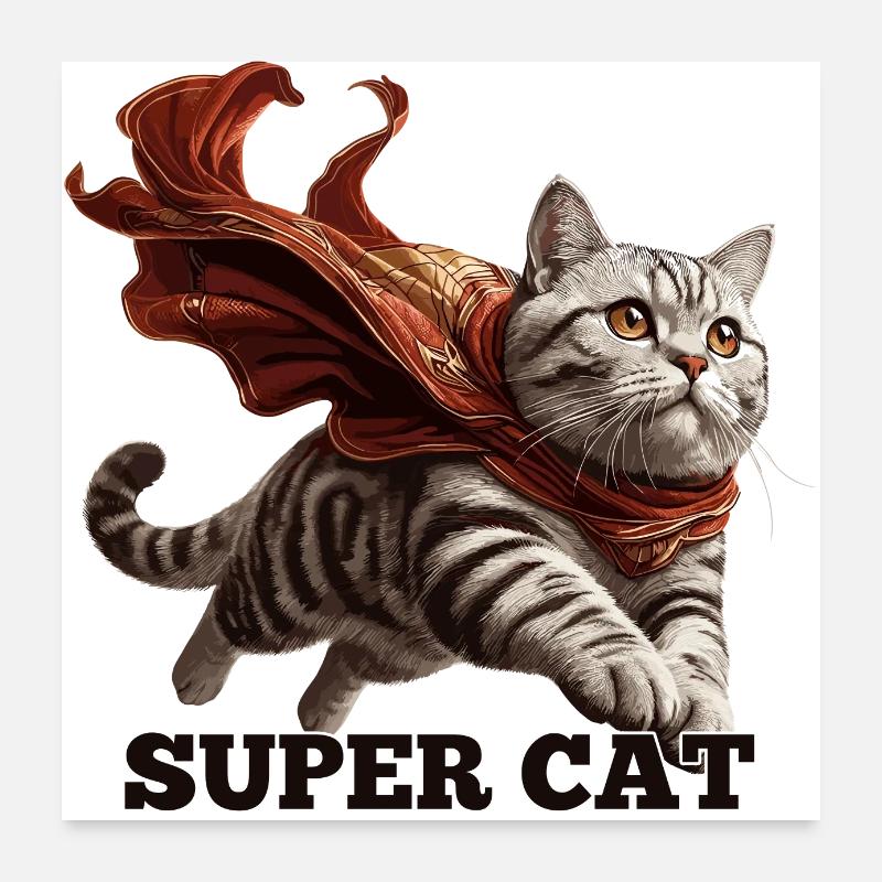 Super Cat British Shorthair BKH Tabby Poster 24" x 24" (60x60 cm)