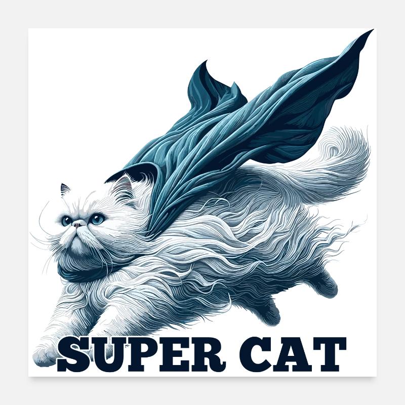 Super Cat Persian White Persian Cat Gift Poster 24" x 24" (60x60 cm)