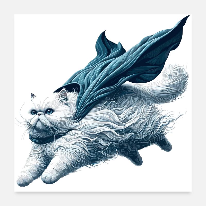 Super chat persan blanc chat persan cadeau Poster 60 x 60 cm