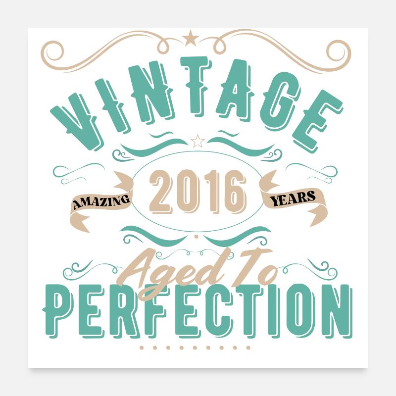 Vintage 2016-Cadeau d’Anniversaire 2016 Poster 60 x 60 cm
