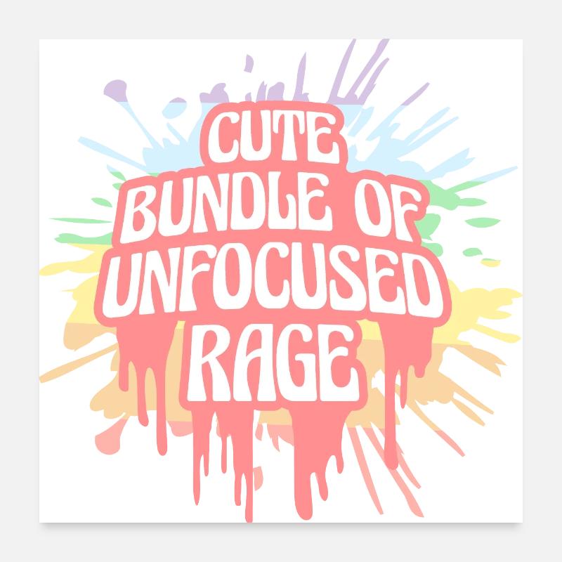 Lustiges niedliches Bündel von unfokussiertem Wut-Regenbogen-Goth Poster 60x60 cm