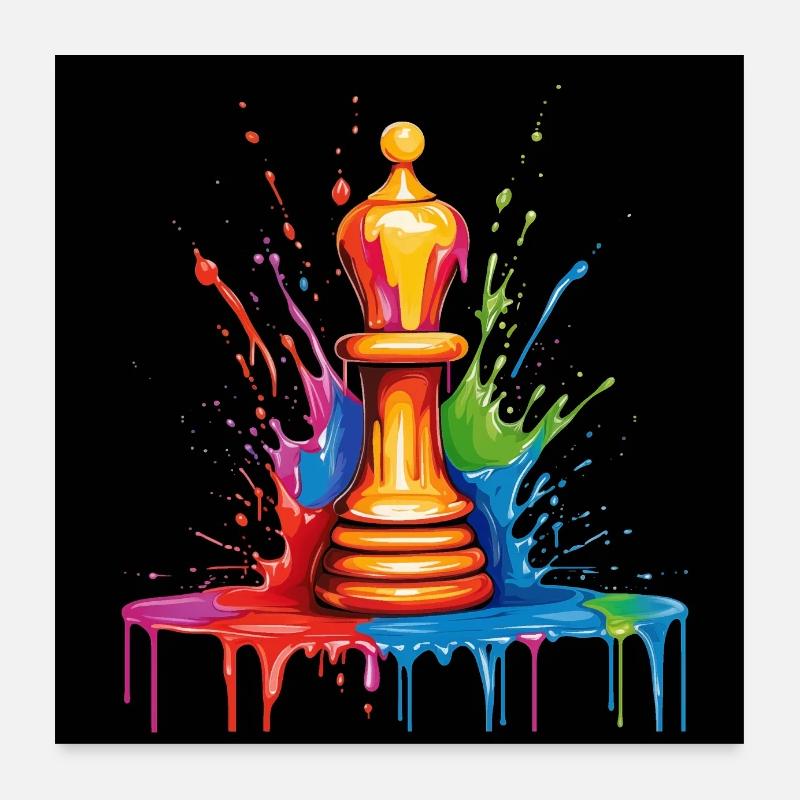 Läufer Schach Pferd Poster 60x60 cm