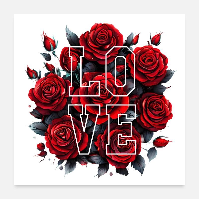 Rote Rosen - LOVE Poster 60x60 cm