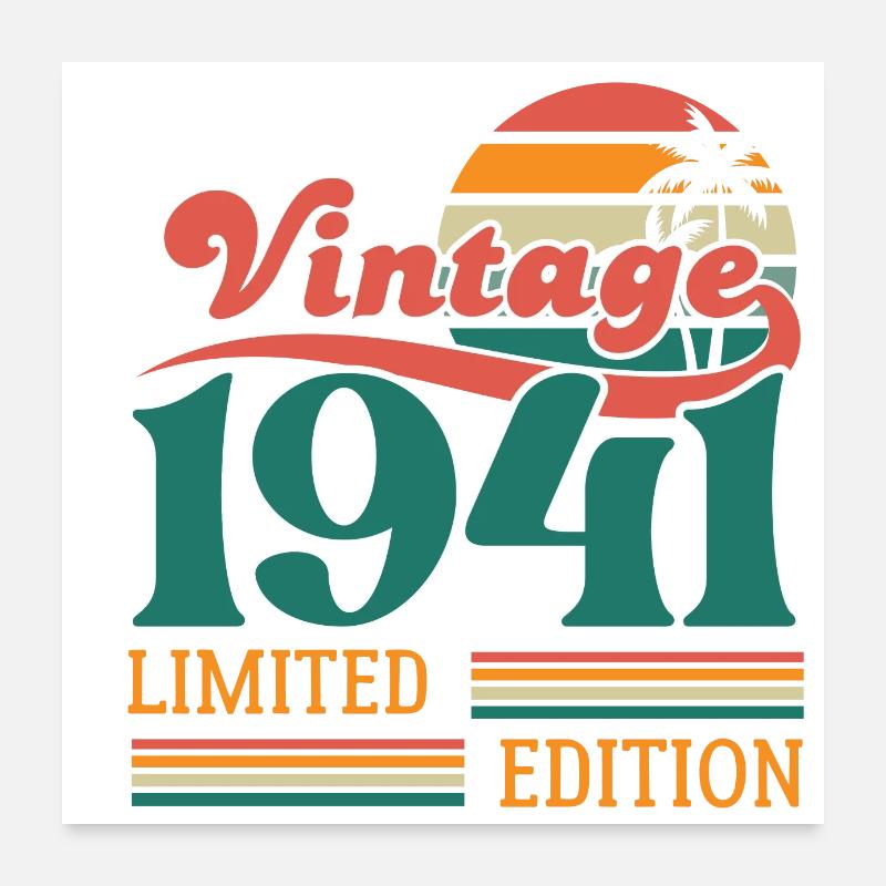 Vintage 1941 édition limitée Poster 60 x 60 cm