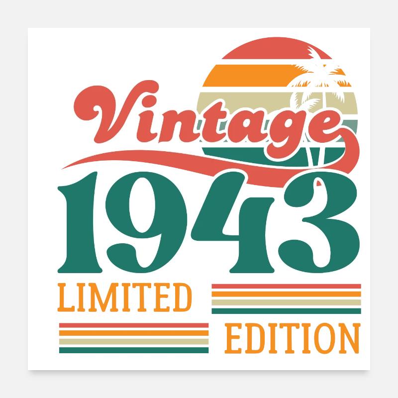 Vintage 1943 Limited Edition Poster 24" x 24" (60x60 cm)