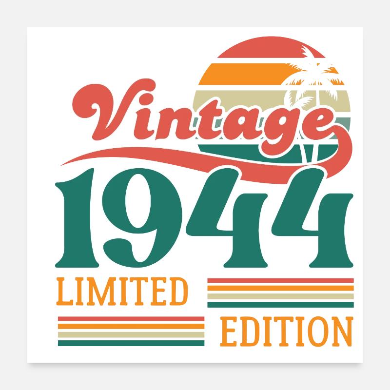Vintage 1944 édition limitée Poster 60 x 60 cm