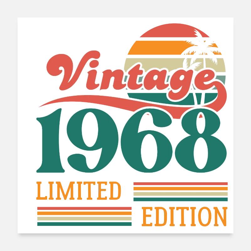 Vintage 1968 édition limitée Poster 60 x 60 cm