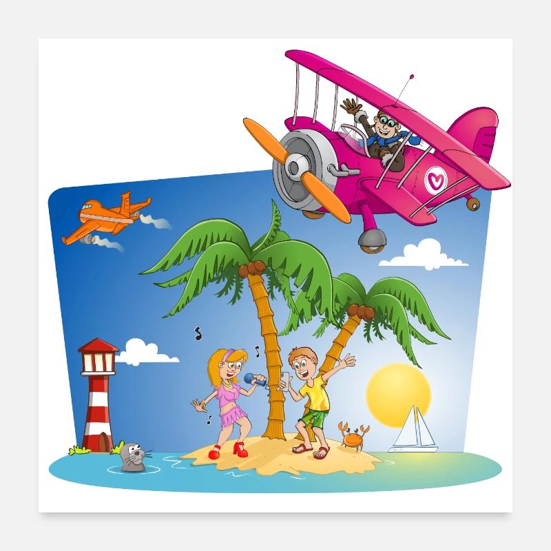 Cheerful and colorful summer illustration. Poster 24" x 24" (60x60 cm)