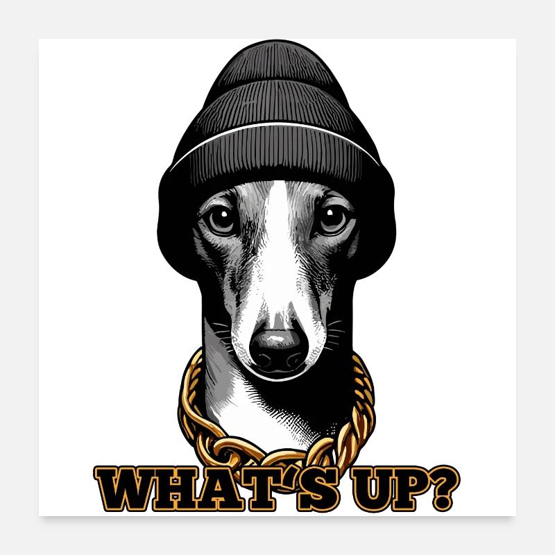 Greyhound What's going on? Dog Gift Poster 24" x 24" (60x60 cm)