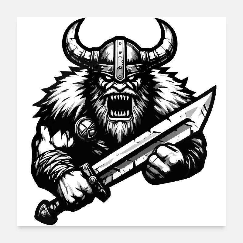 Puissant guerrier viking version 3 Poster 60 x 60 cm