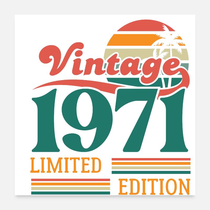 Vintage 1971 édition limitée Poster 60 x 60 cm