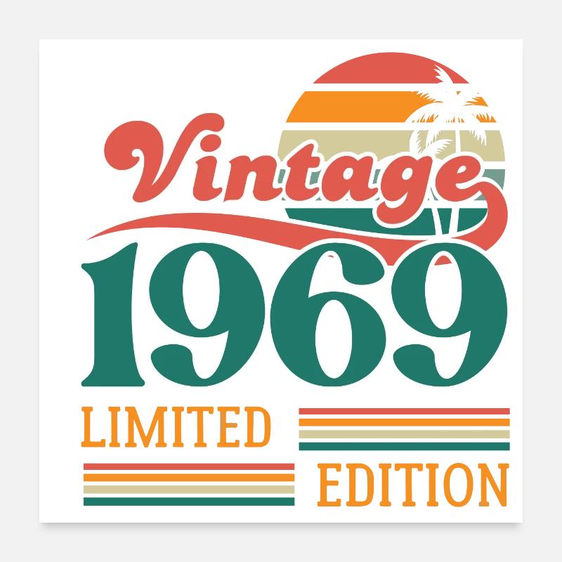 Vintage 1969 édition limitée - Poster 60 x 60 cm - blanc
