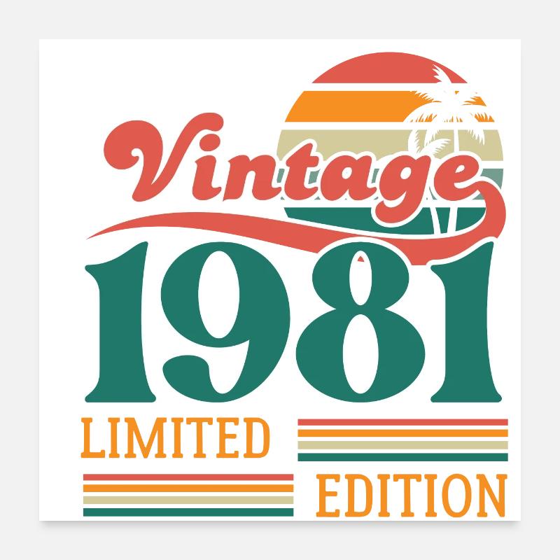 Vintage 1981 édition limitée Poster 60 x 60 cm