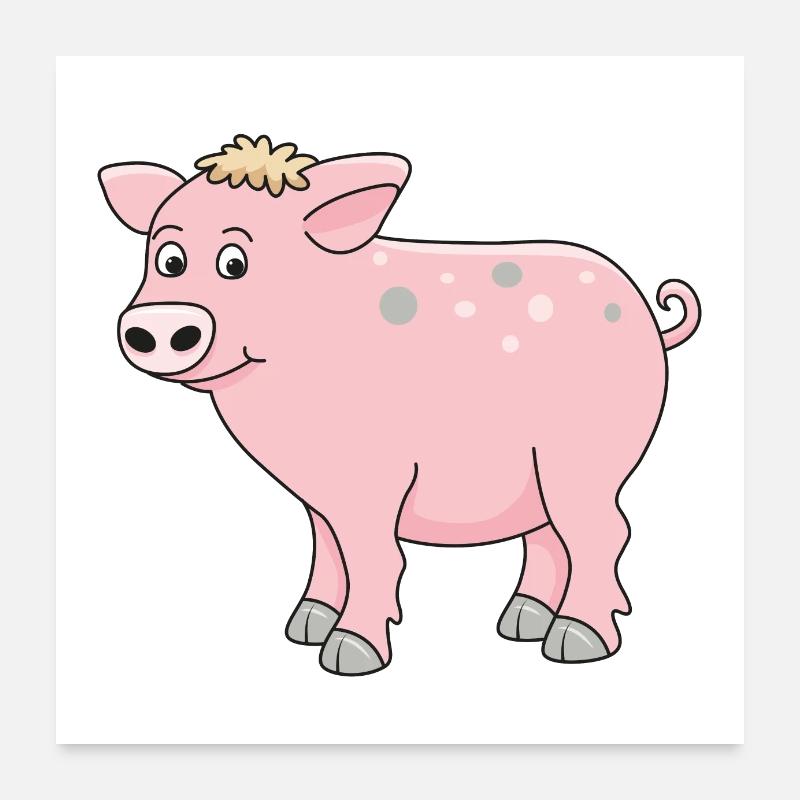 cochon drôle Poster 60 x 60 cm