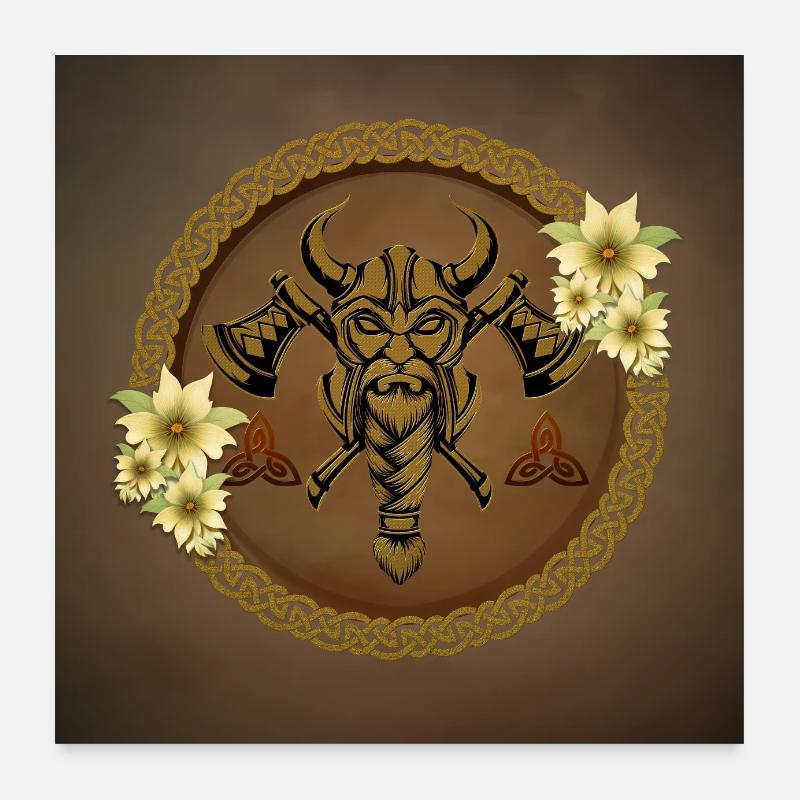 L’intrépide Viking avec un casque à cornes. Poster 60 x 60 cm