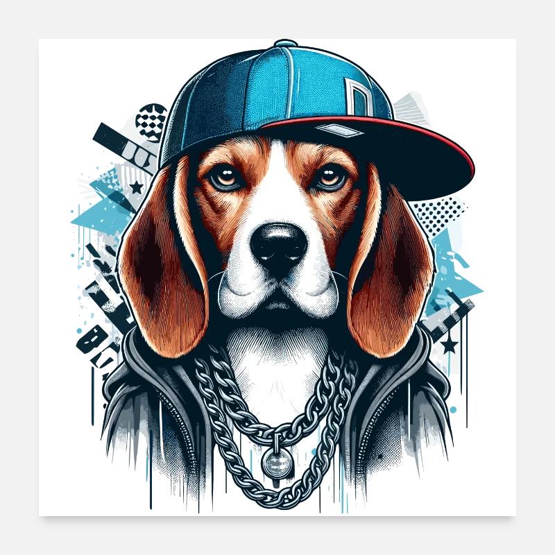 Cadeau Cappy pour chien Beagle Gangsta Poster 60 x 60 cm