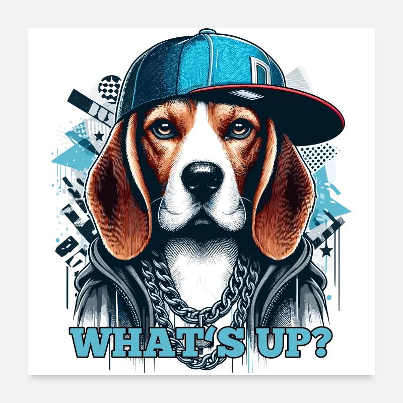 Beagle Gangsta What's Up? Dog Gift Poster 24" x 24" (60x60 cm)
