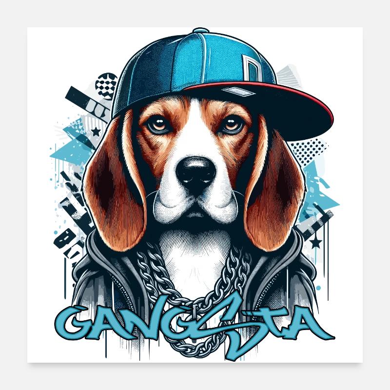 Beagle Gangsta Dog Cappy Gift Poster 24" x 24" (60x60 cm)