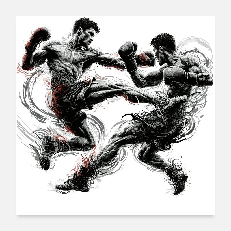 Kickboxen Thaiboxen Muay Thai Boxen Geschenk Poster 60x60 cm