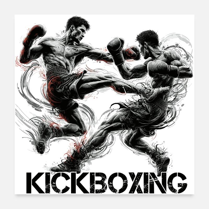 Kickboxing Boxe thaïlandaise Cadeau de boxe Muay Thai Poster 60 x 60 cm