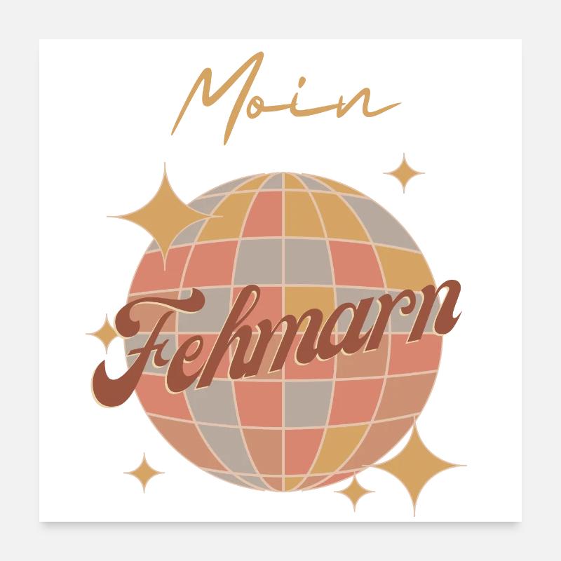 Moin Fehmarn Île de la mer Baltique Vacances Rétro Vintage Poster 60 x 60 cm