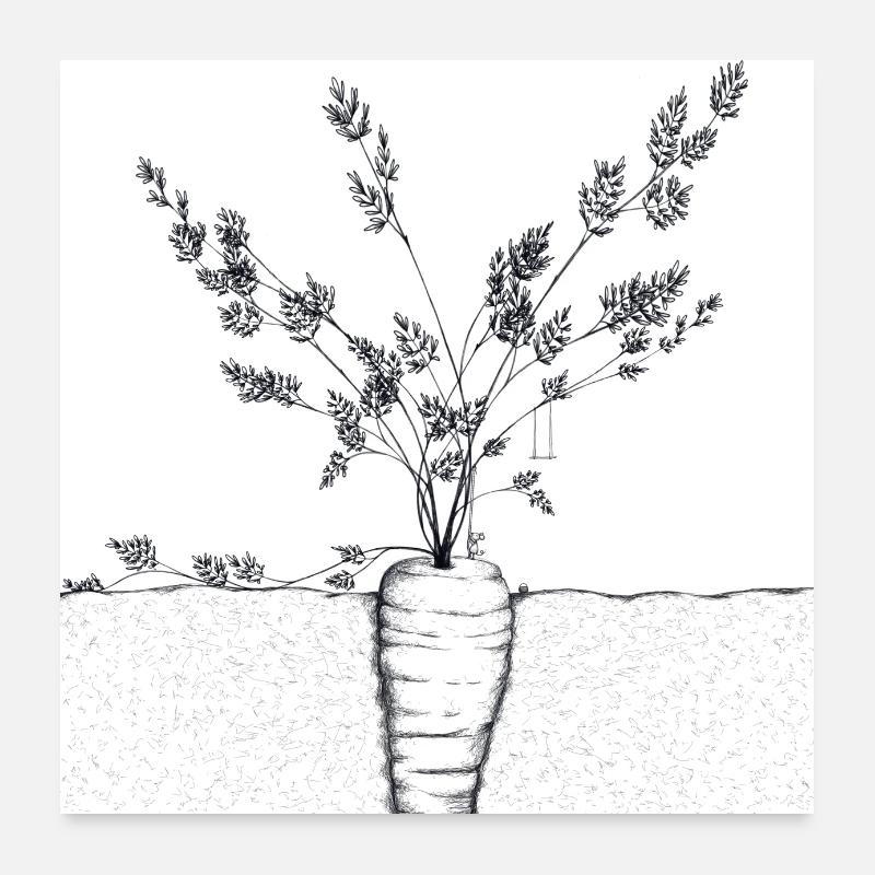 Karottengarten Illustration Poster 60x60 cm