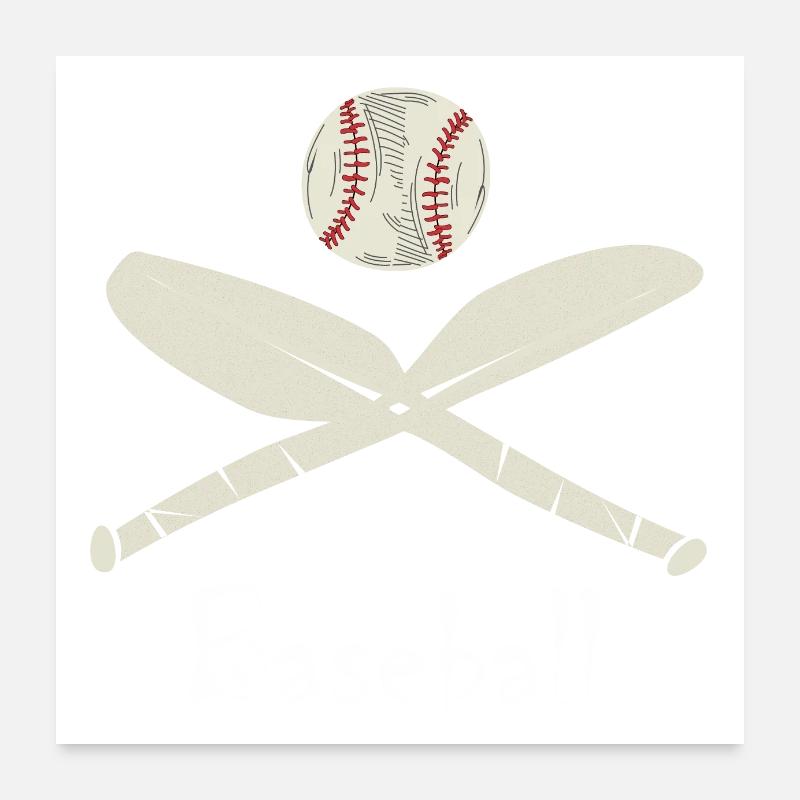 Baseball et batte Poster 60 x 60 cm