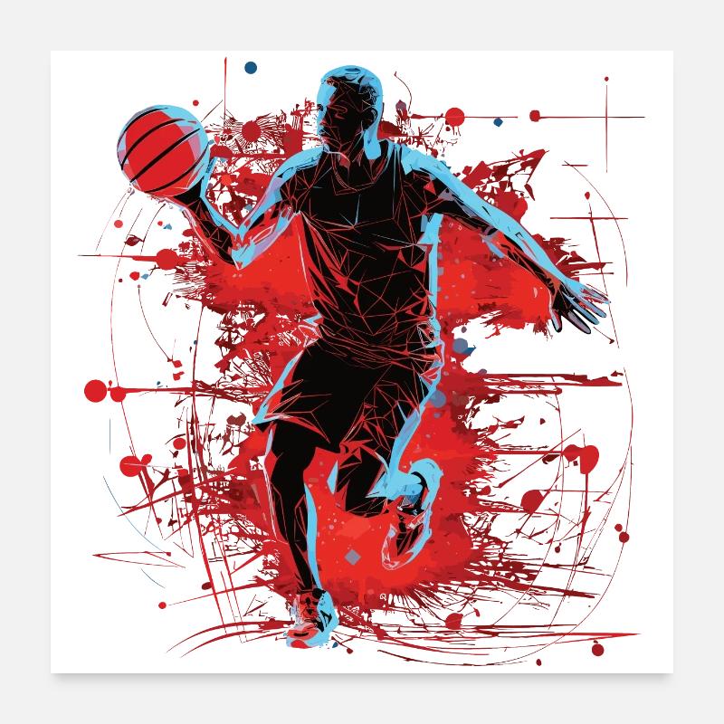 Intense red in basketball design Poster 24" x 24" (60x60 cm)