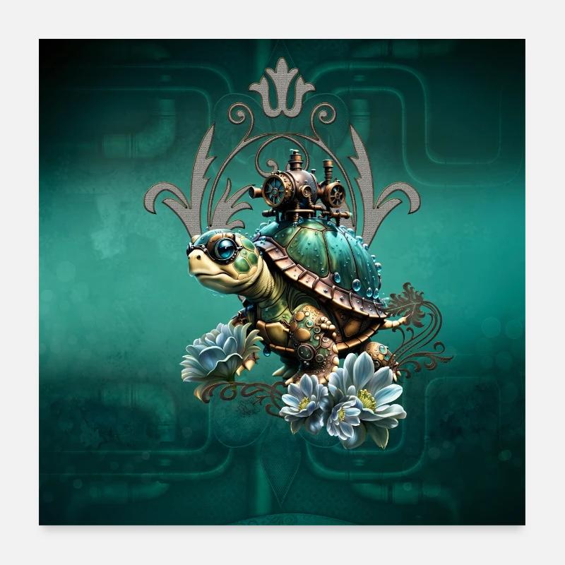 Unique steampunk turtle. Poster 24" x 24" (60x60 cm)