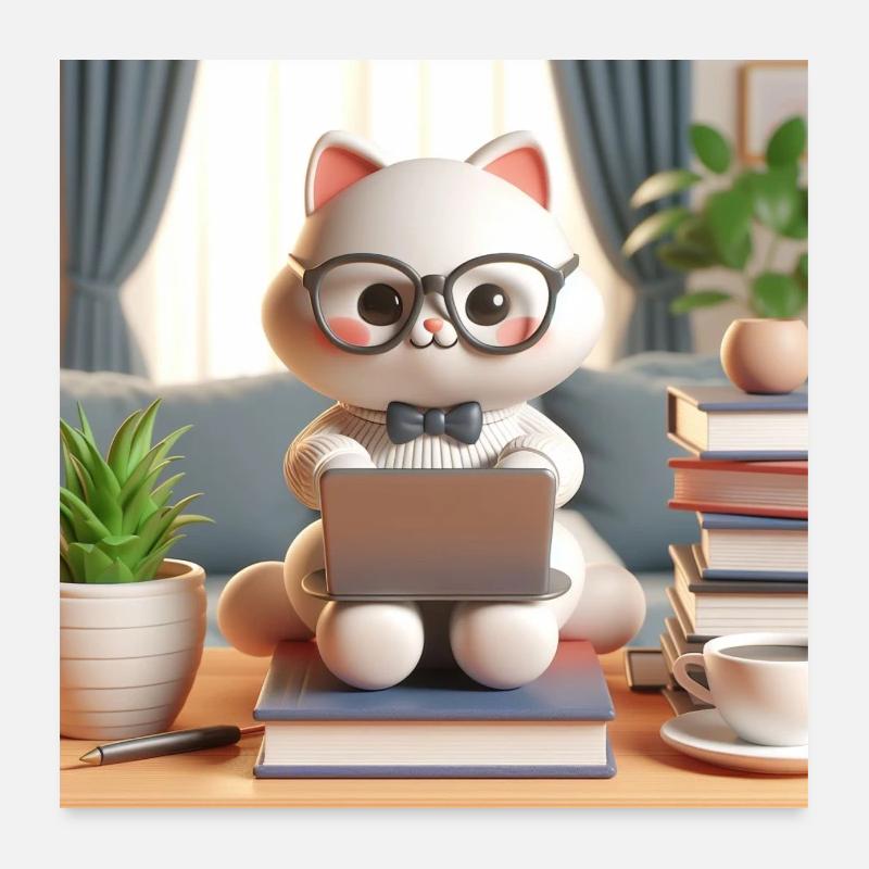 Chat d’ordinateur 3D Poster 60 x 60 cm