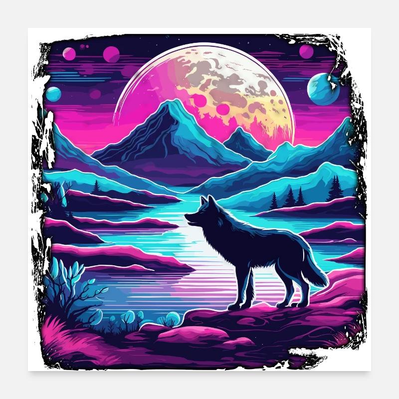 Wolf / Rudel / Wald / Wild / Tierwelt / heulen Poster 60x60 cm