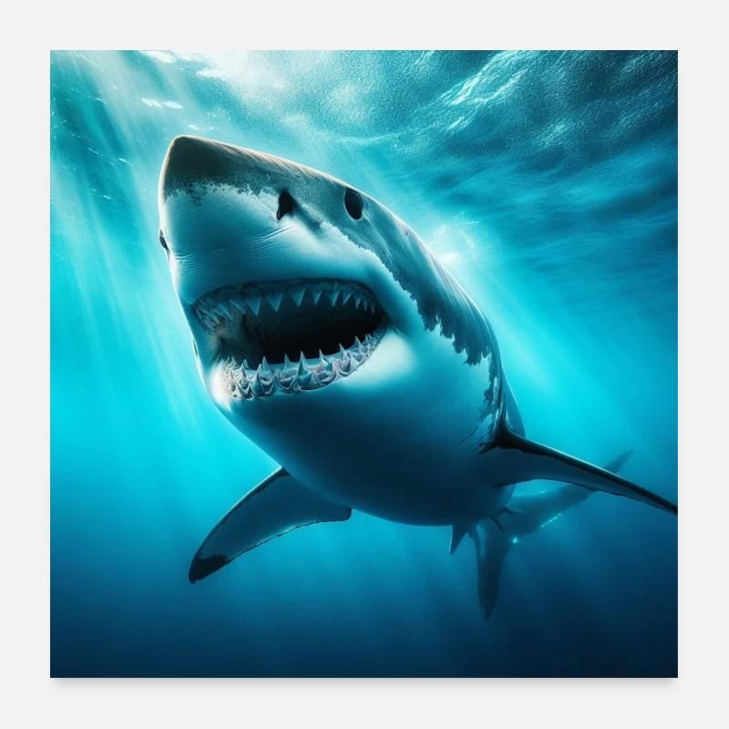 Grand requin blanc - Poster 60 x 60 cm - blanc