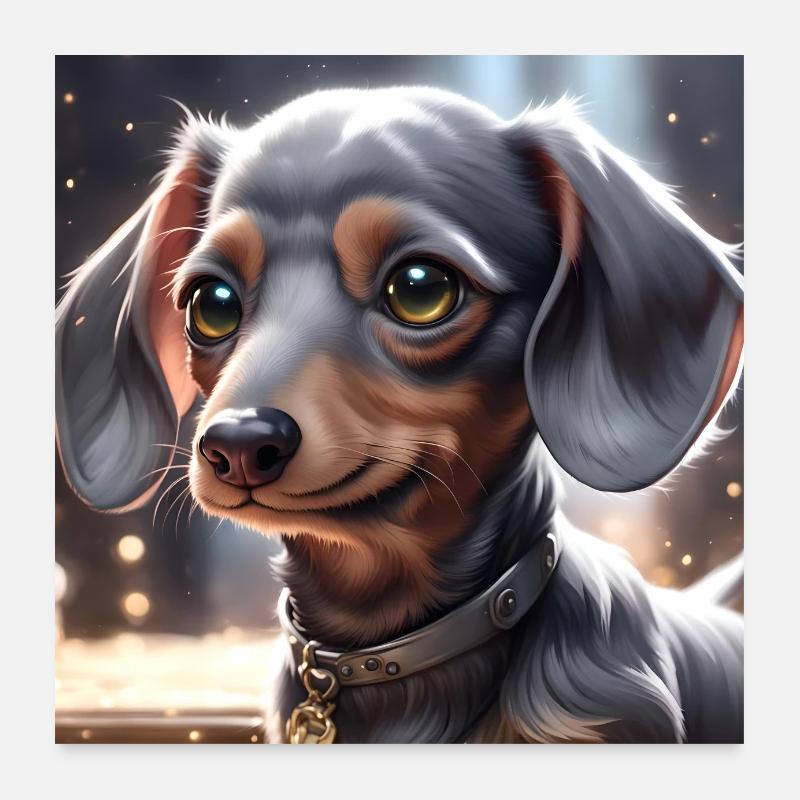 Dackel - Poster 60x60 cm - Weiß