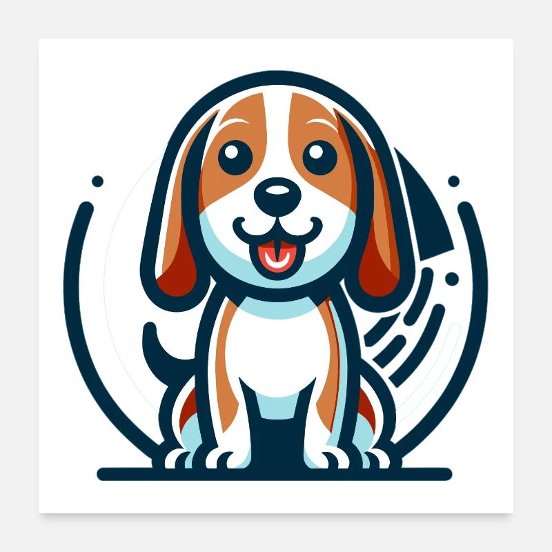 Chiot Beagle joyeux Poster 60 x 60 cm